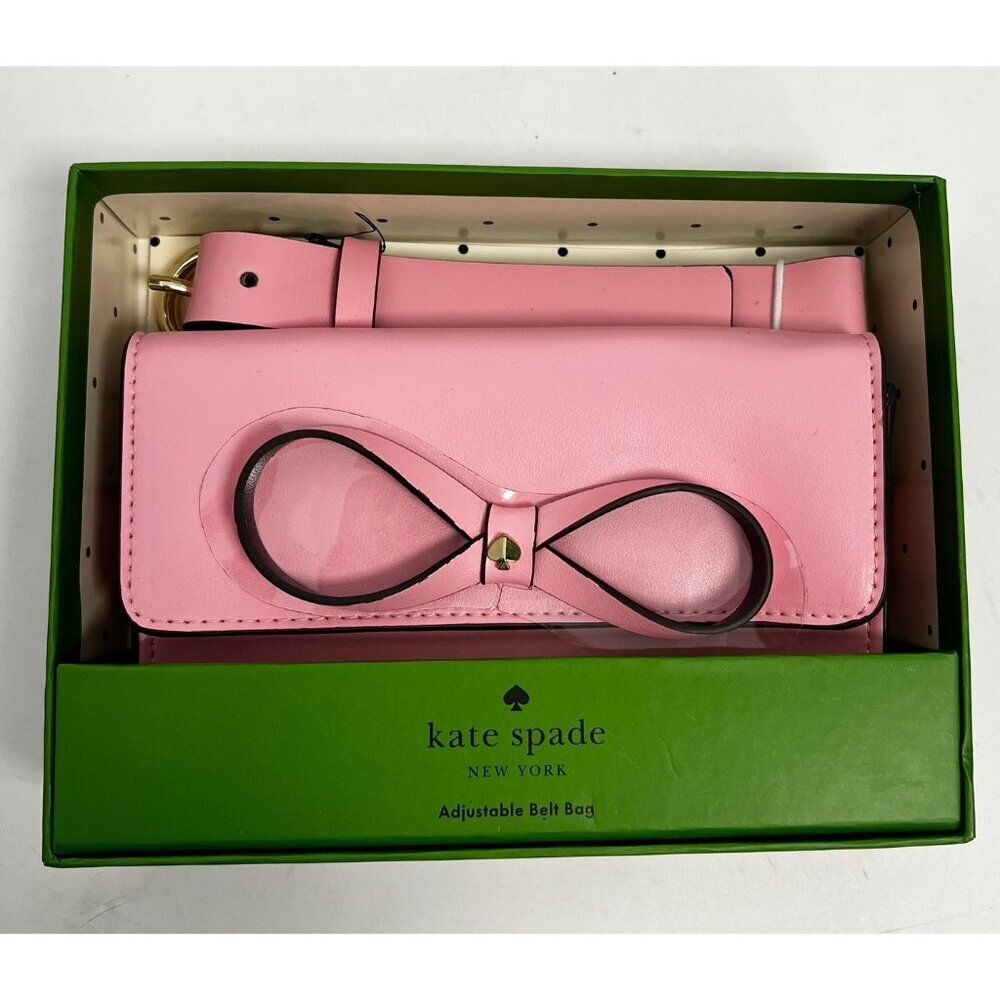 Kate Spade Bow Belt Bag  Pink Leather Logo Women's S/M NIB MSRP $108 New - Picture 2 of 7